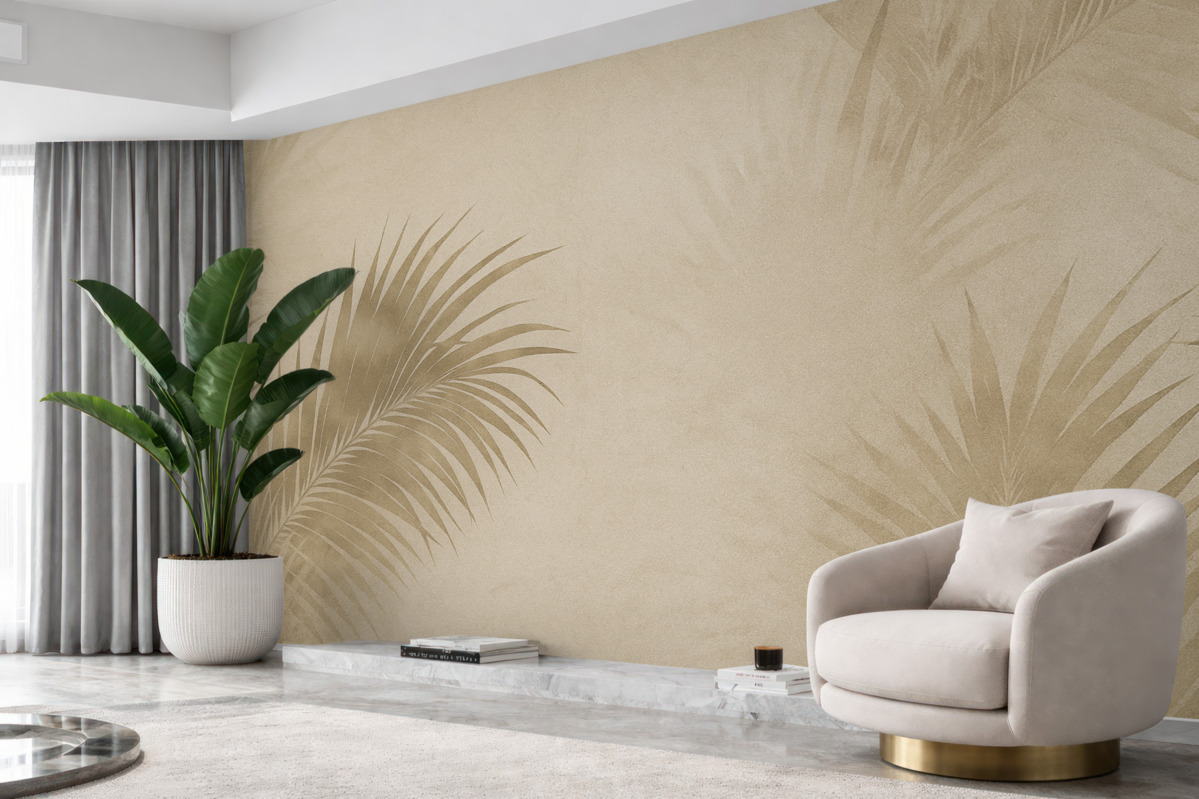 Fototapeta Tropikalne liście w mglistym stylu grunge.