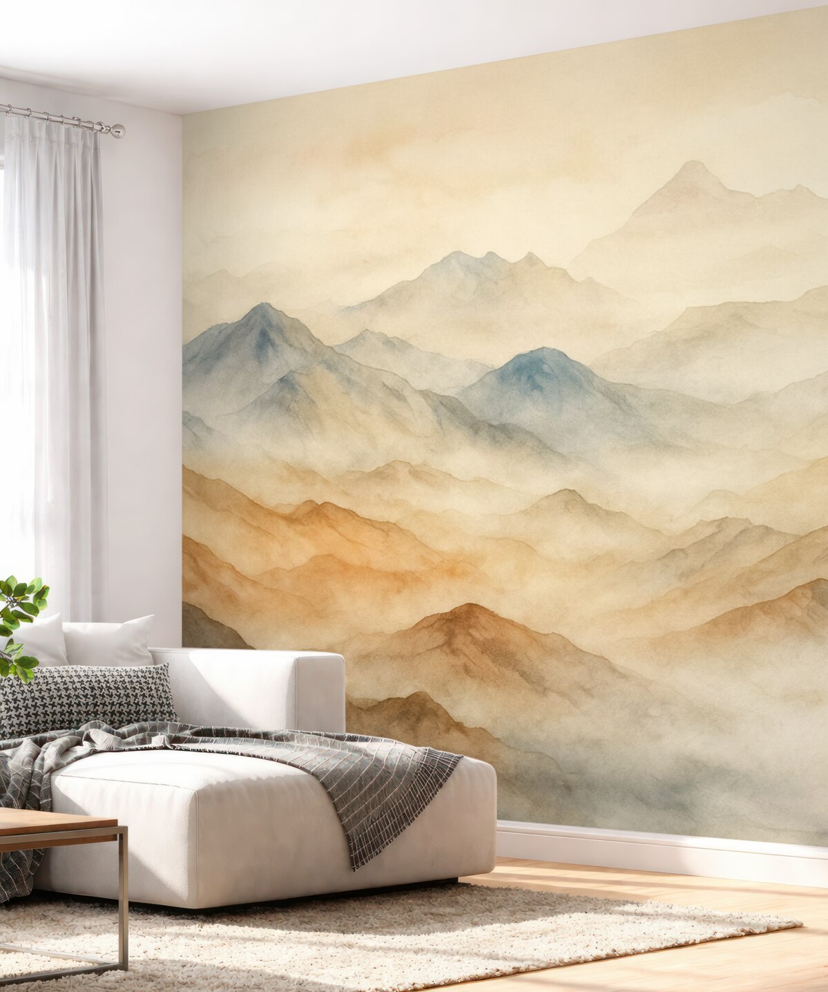 Fototapeta Zamglone góry w subtelnych odcieniach.