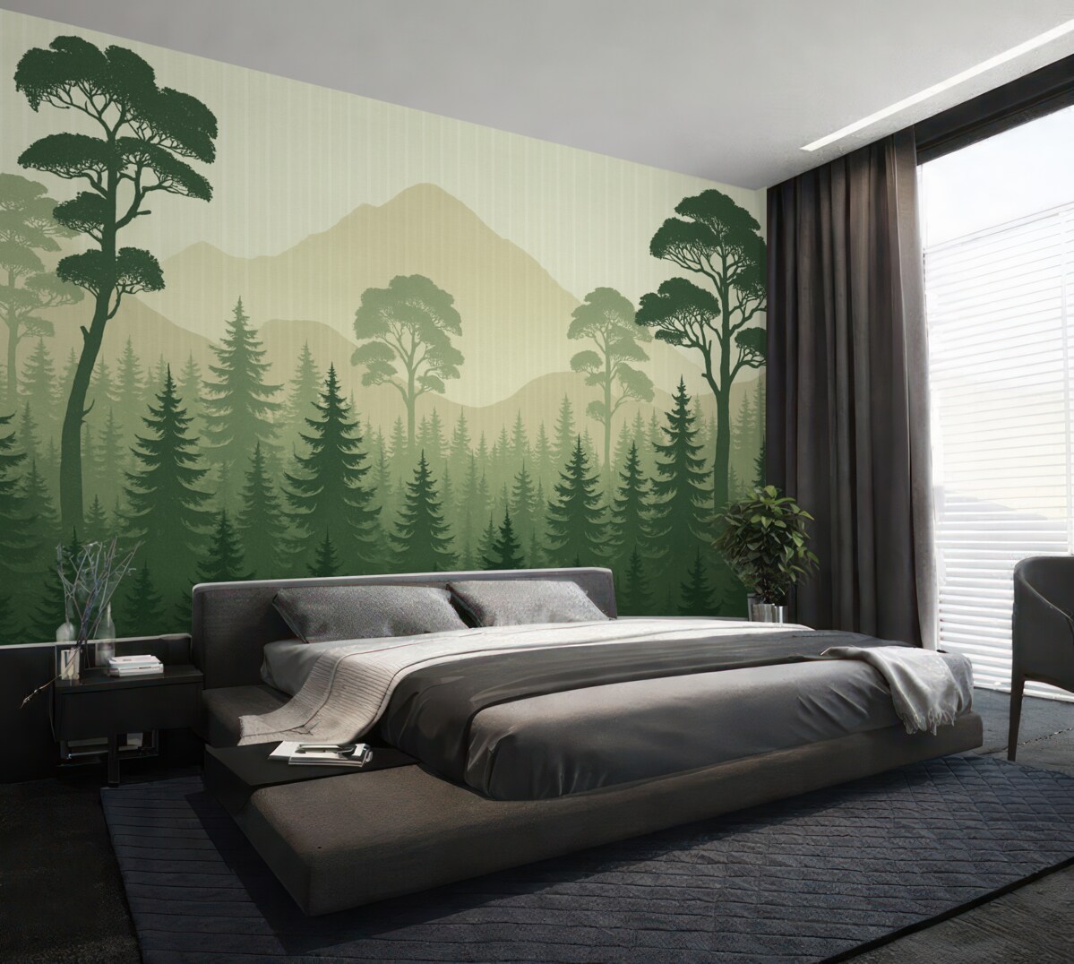 Fototapeta Górski lasek w mglistym powietrzu.