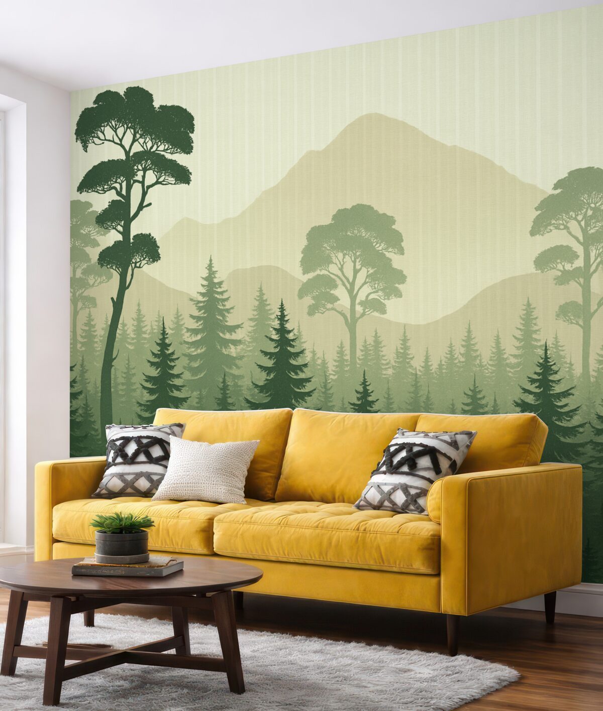 Fototapeta Górski lasek w mglistym powietrzu.