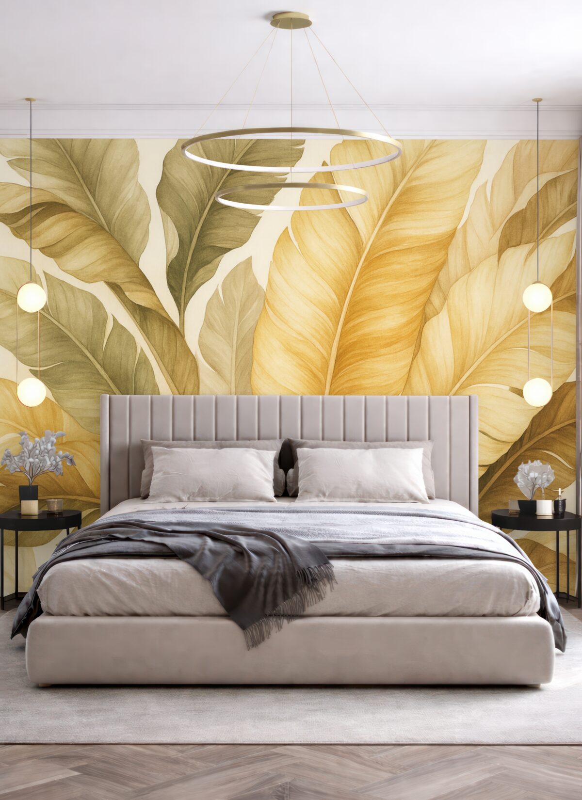 Fototapeta Liście tropikalne w ciepłych, naturalnych kolorach.