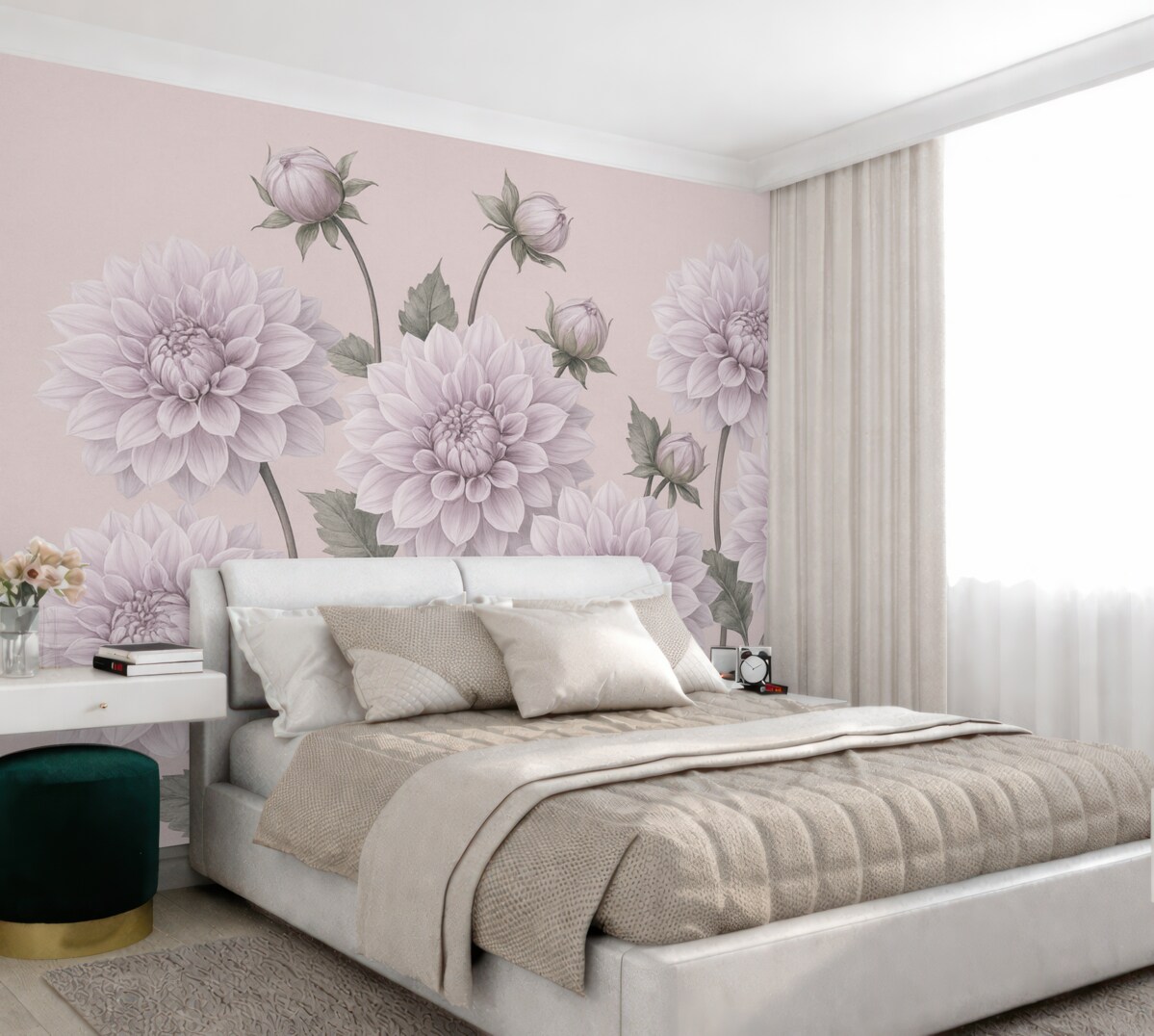 Fototapeta Subtelne, różowe, duże kwiaty.