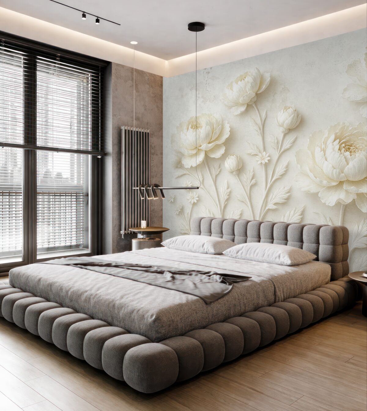 Fototapeta Kwiaty na betonowej powierzchni w klimacie grunge.