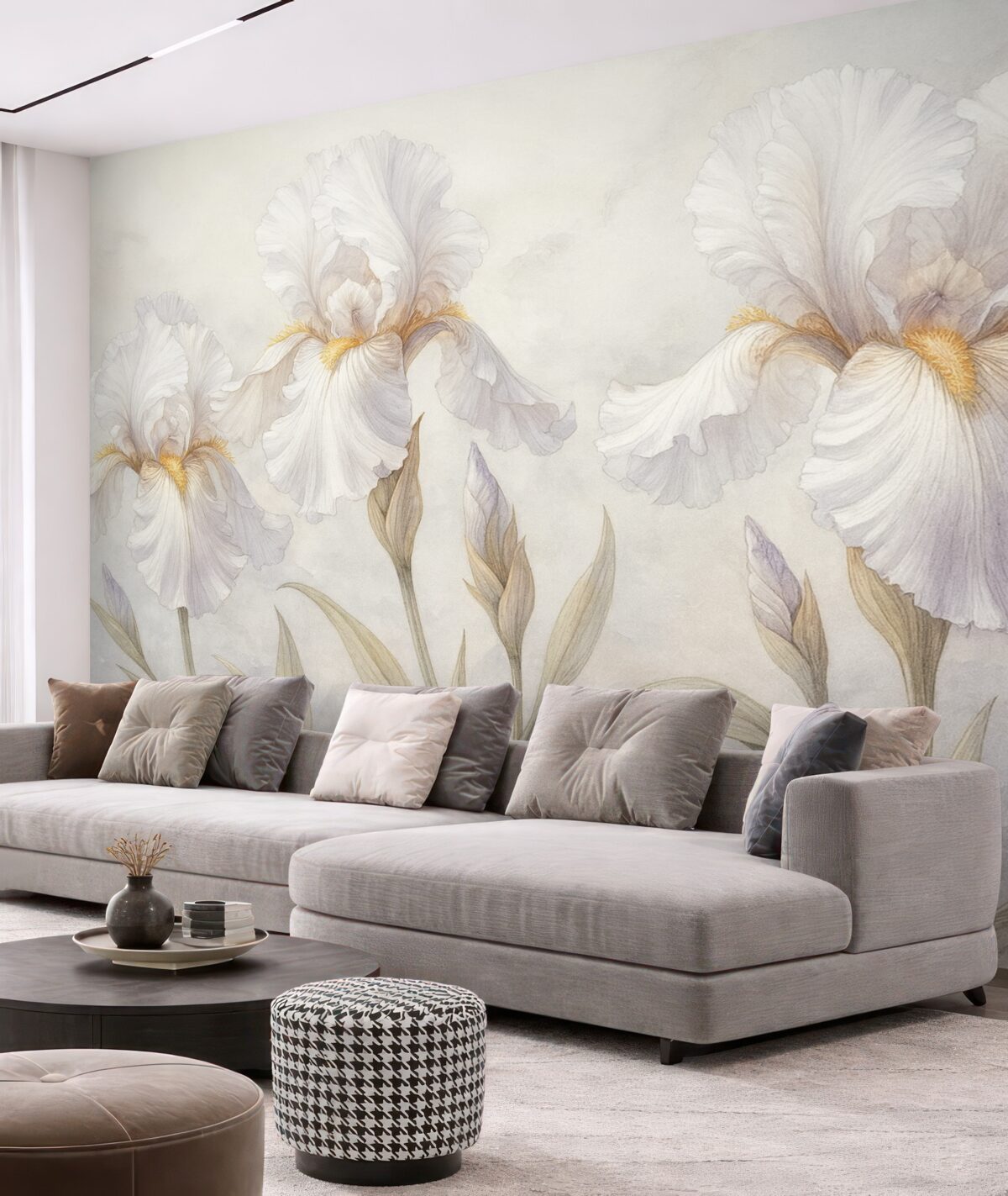 Fototapeta Subtelny obraz irysów na ścianie.