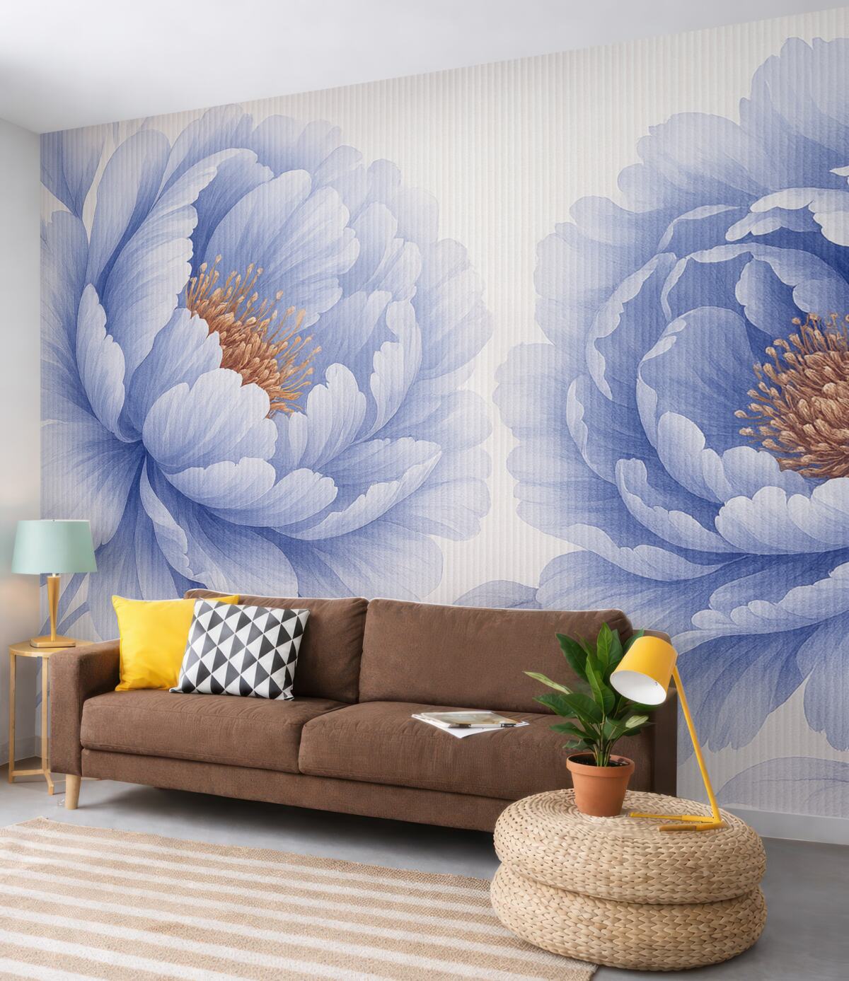 Fototapeta Kwiaty piwonii za szybą.