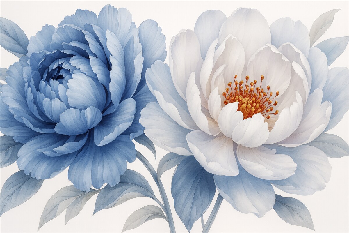 Fototapeta Luksusowe piwonie w akwareli.