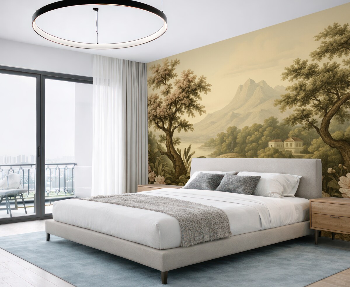 Fototapeta Krajobraz malowany w stylu retro.