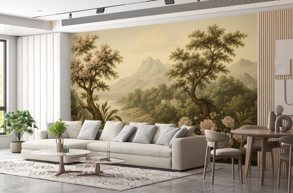 Fototapeta Krajobraz malowany w stylu retro.