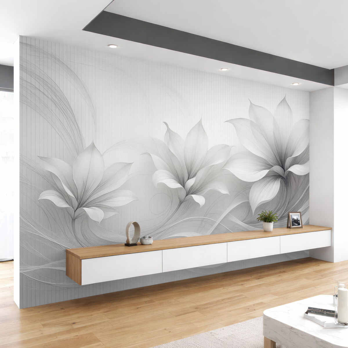 Fototapeta Abstrakcyjne kwiaty akwarelowe pod szkłem.