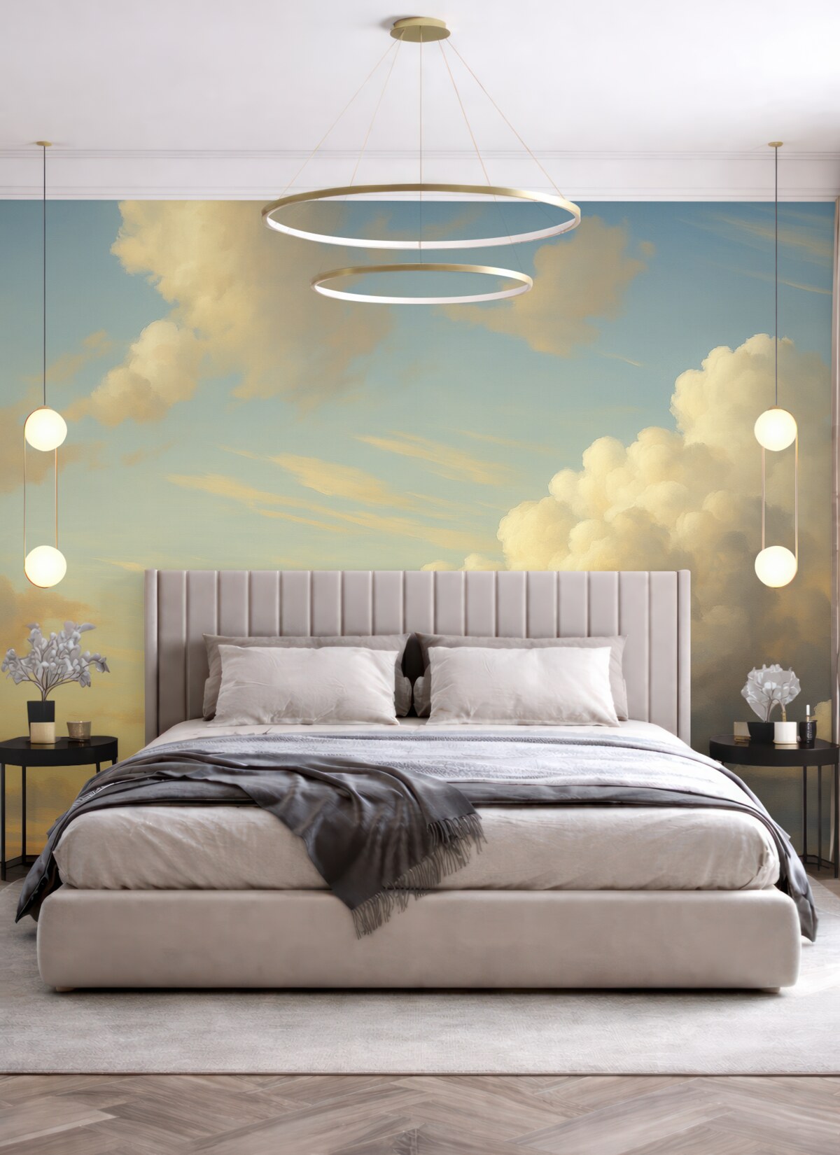 Fototapeta Chmury na niebie przypominające sztukę malarską.