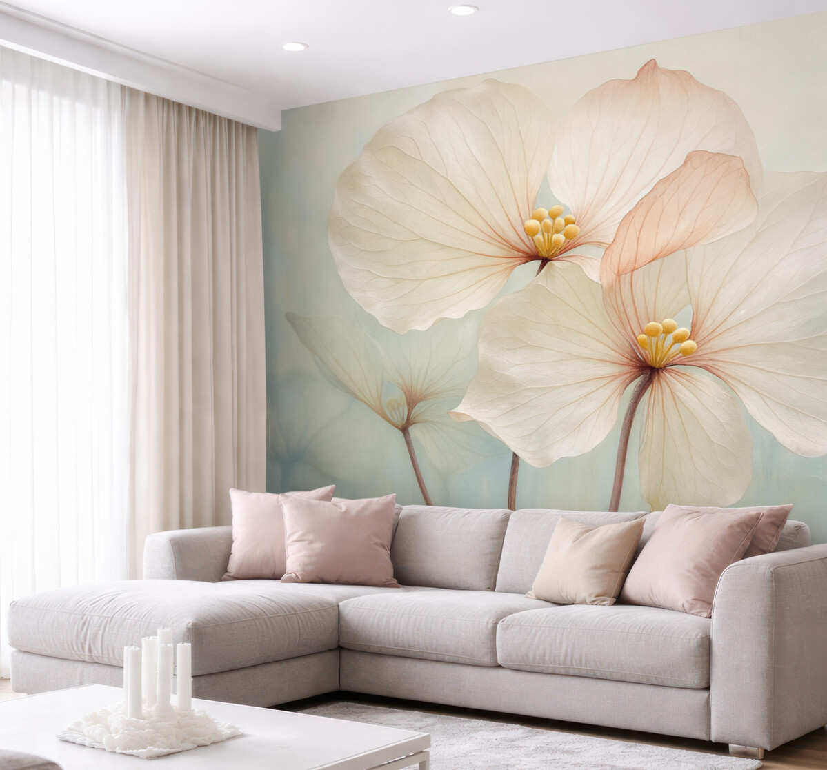 Fototapeta Kwiaty przypominające akwarelę.