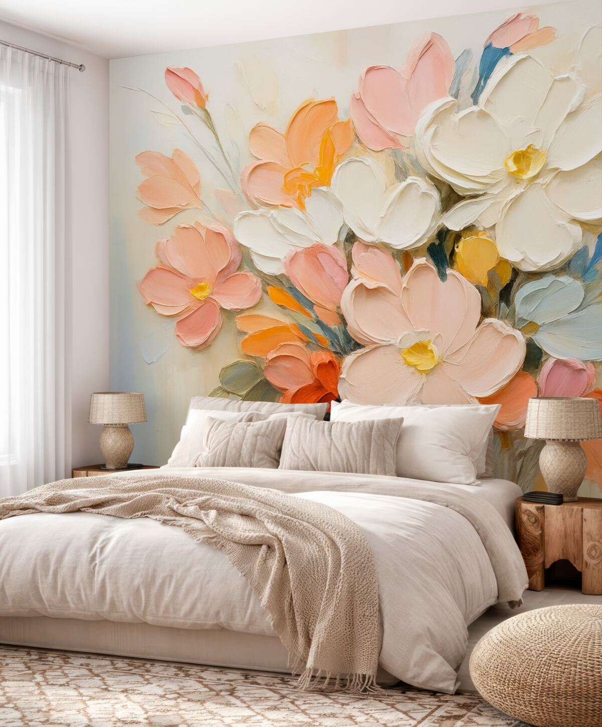 Fototapeta Abstrakcyjne kwiaty trójwymiarowe w stylu malarstwa olejnego.