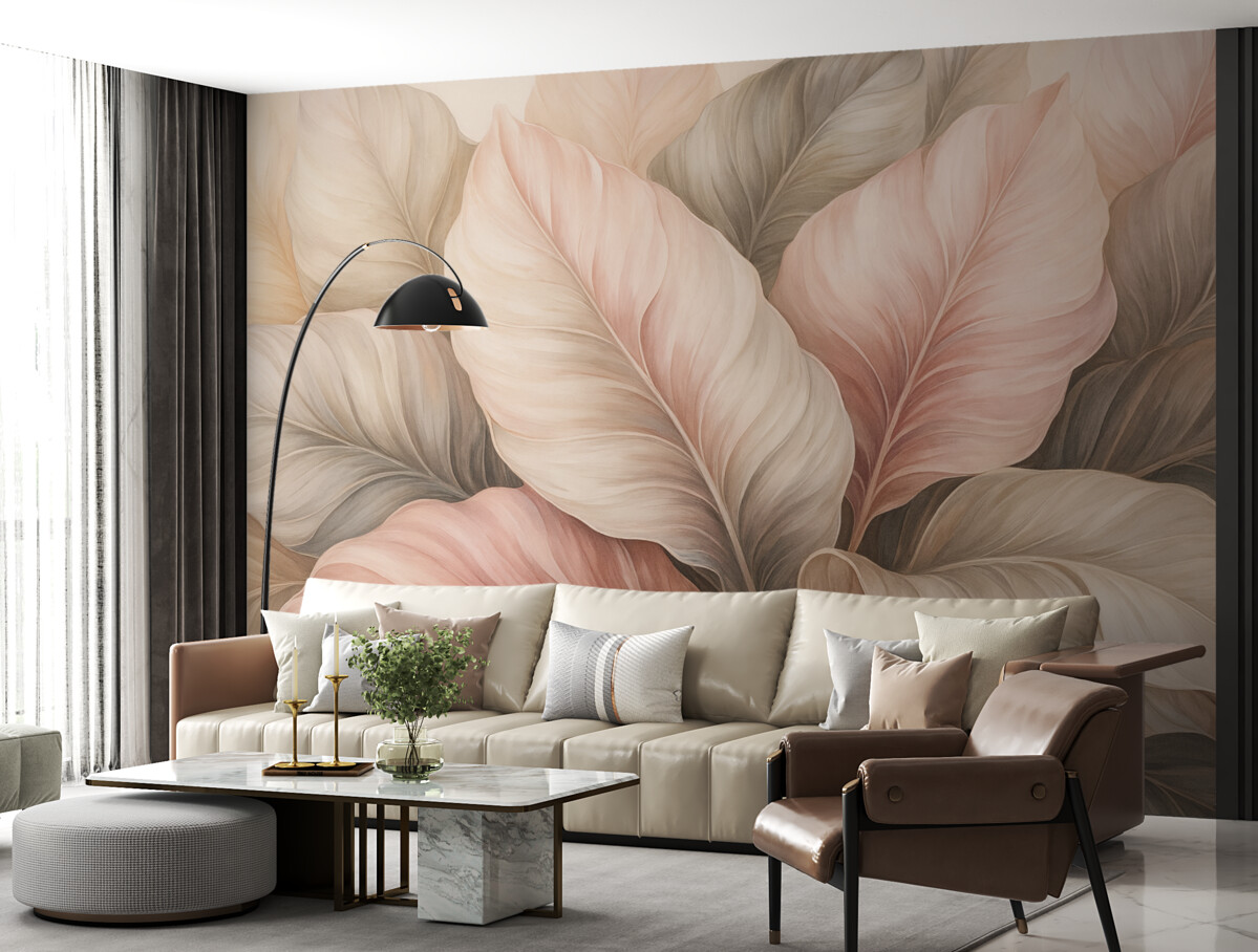 Fototapeta Liście tropikalne o błyszczących barwach.