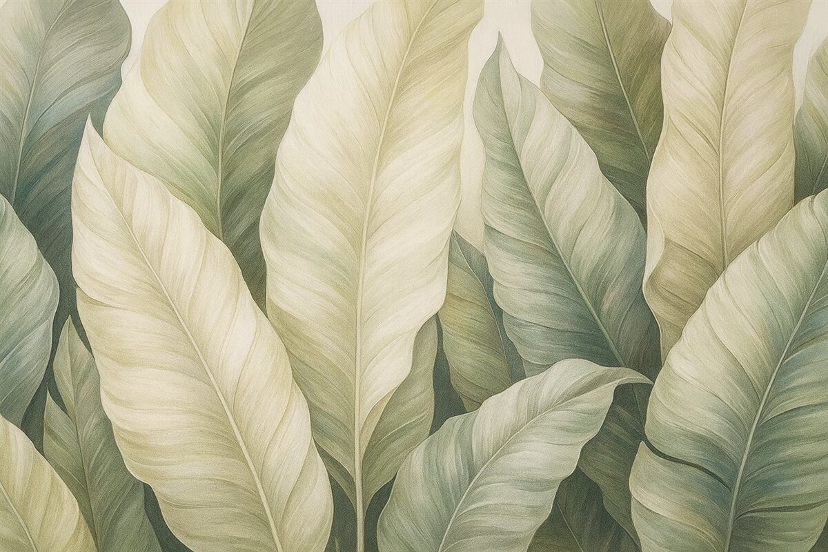 Fototapeta Zielone, subtelne liście tropikalne.