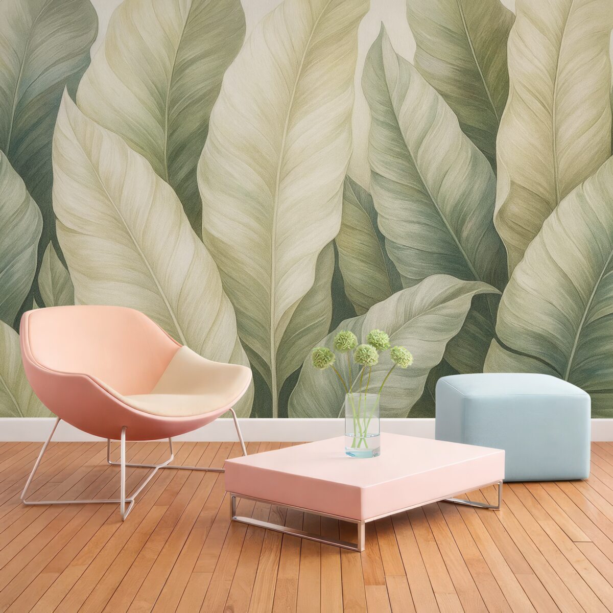 Fototapeta Zielone, subtelne liście tropikalne.