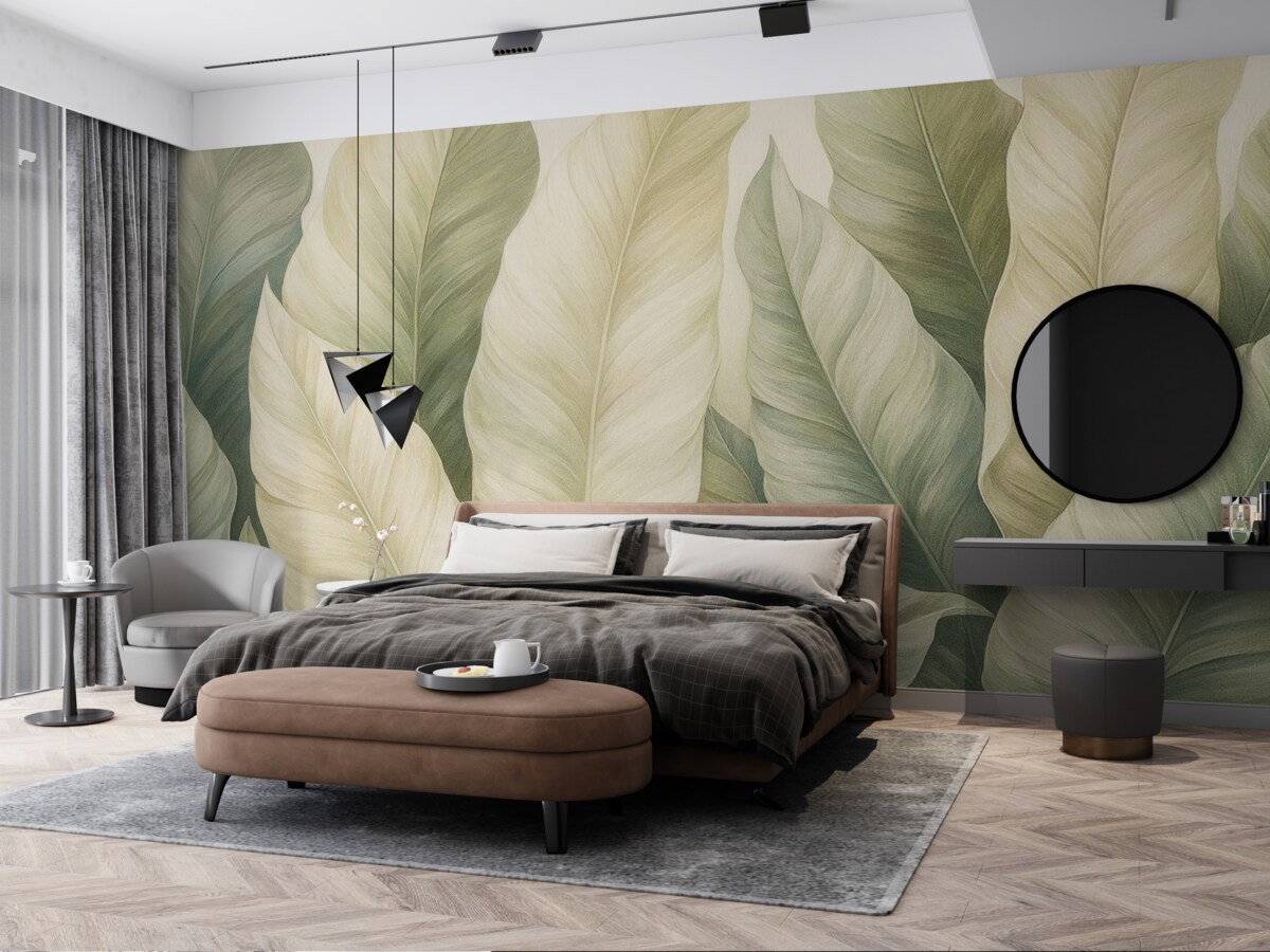 Fototapeta Zielone, subtelne liście tropikalne.