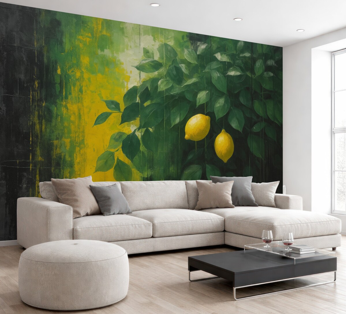 Fototapeta Cytryny na tle kontrastowym w stylu grunge.