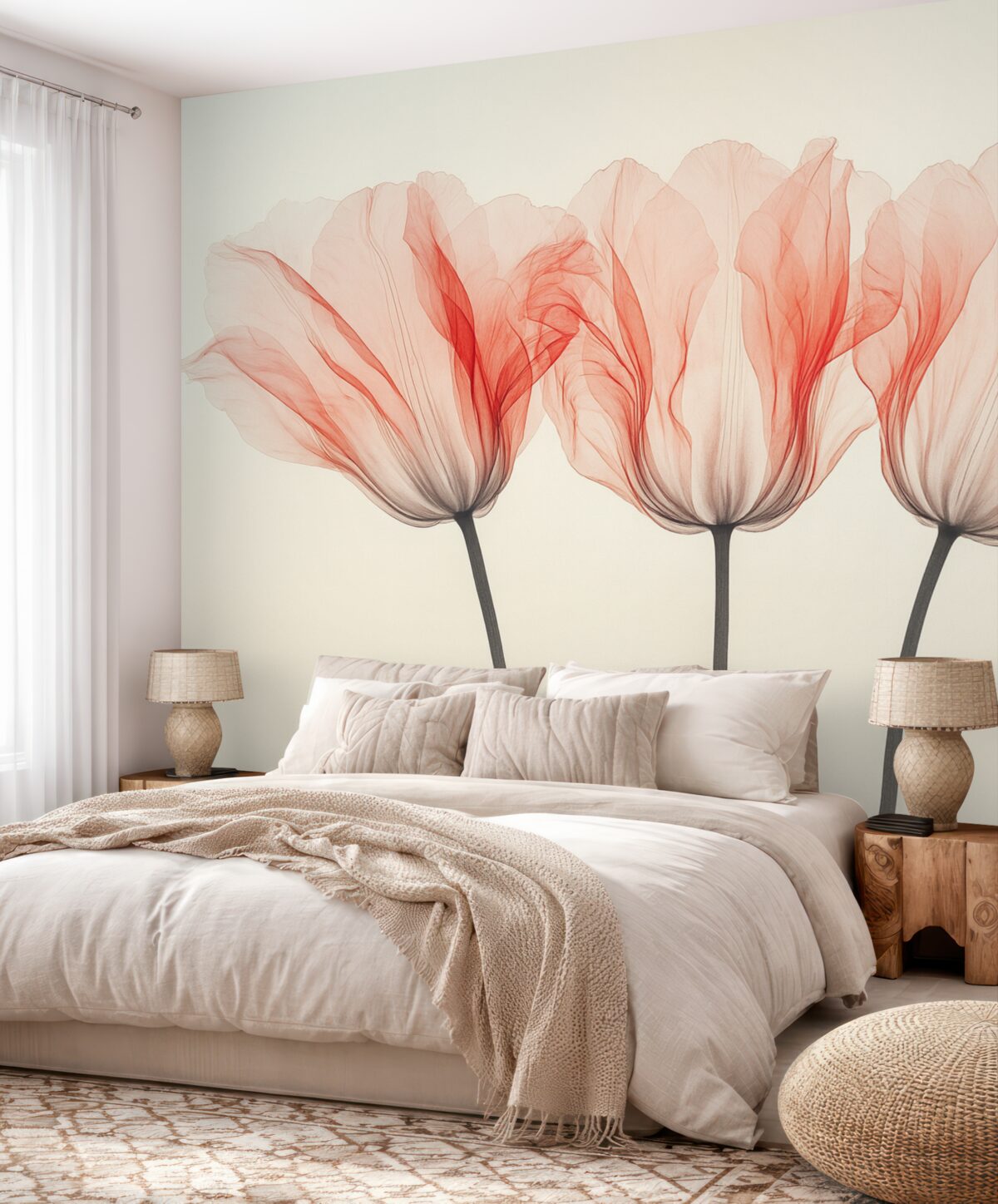 Fototapeta półprzezroczyste kwiaty tulipanów