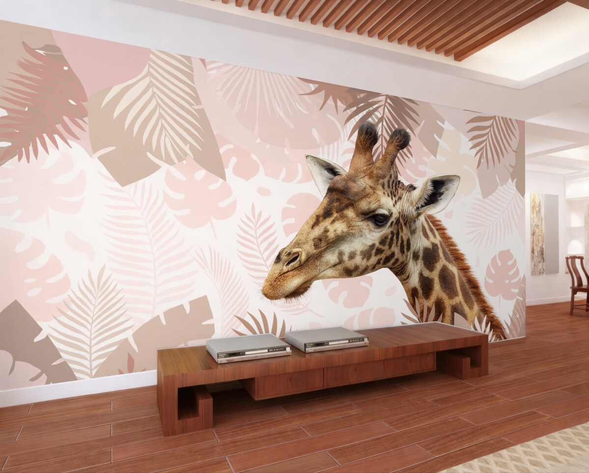 Fototapeta Ciekawska żyrafa w lesie deszczowym.