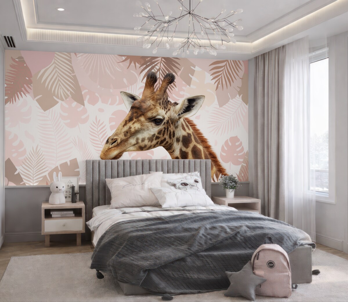 Fototapeta Ciekawska żyrafa w lesie deszczowym.