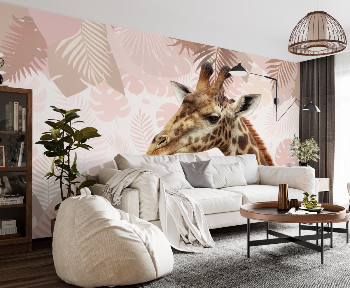 Fototapeta Ciekawska żyrafa w lesie deszczowym.