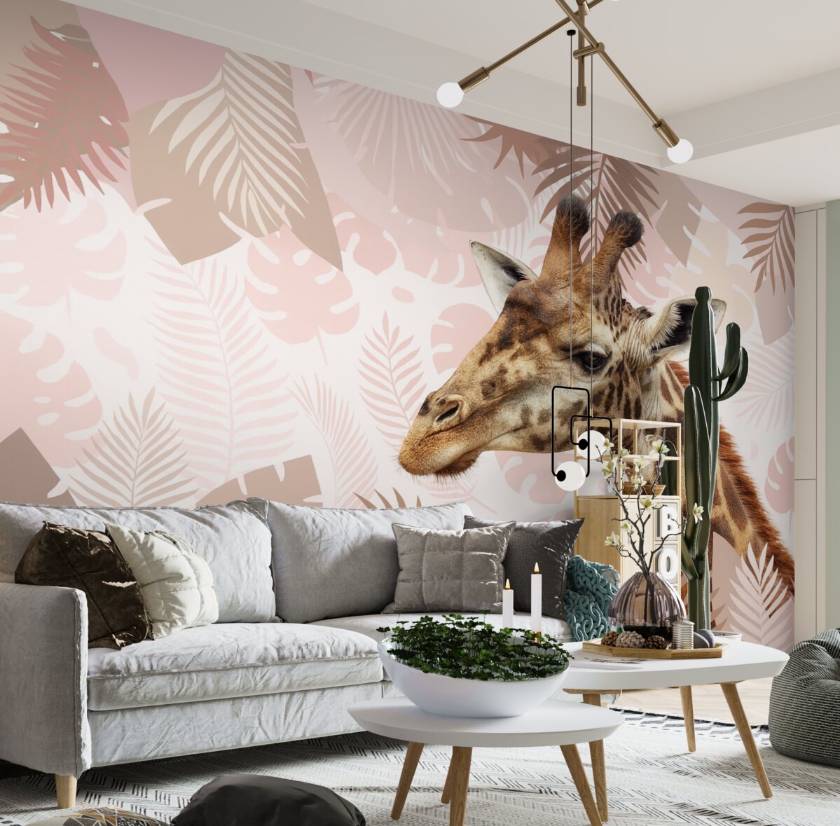 Fototapeta Ciekawska żyrafa w lesie deszczowym.