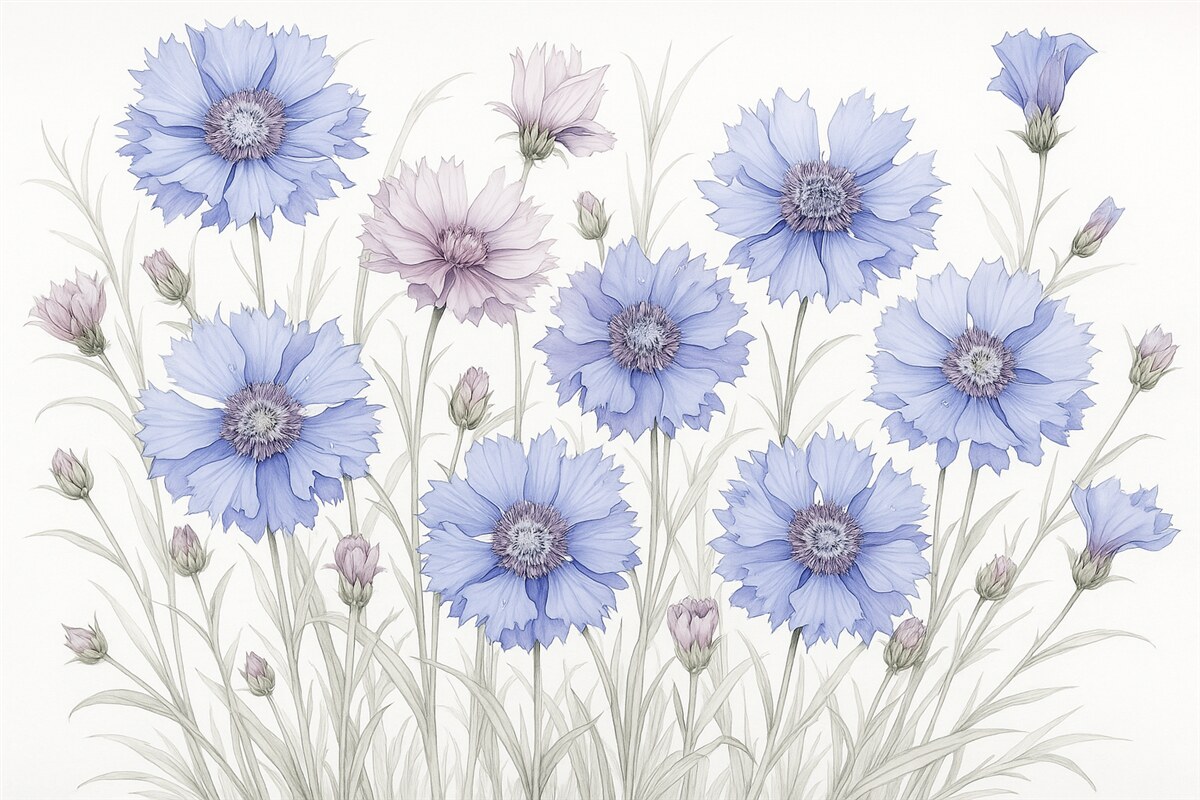 Fototapeta Chabry jako naśladownictwo akwareli.