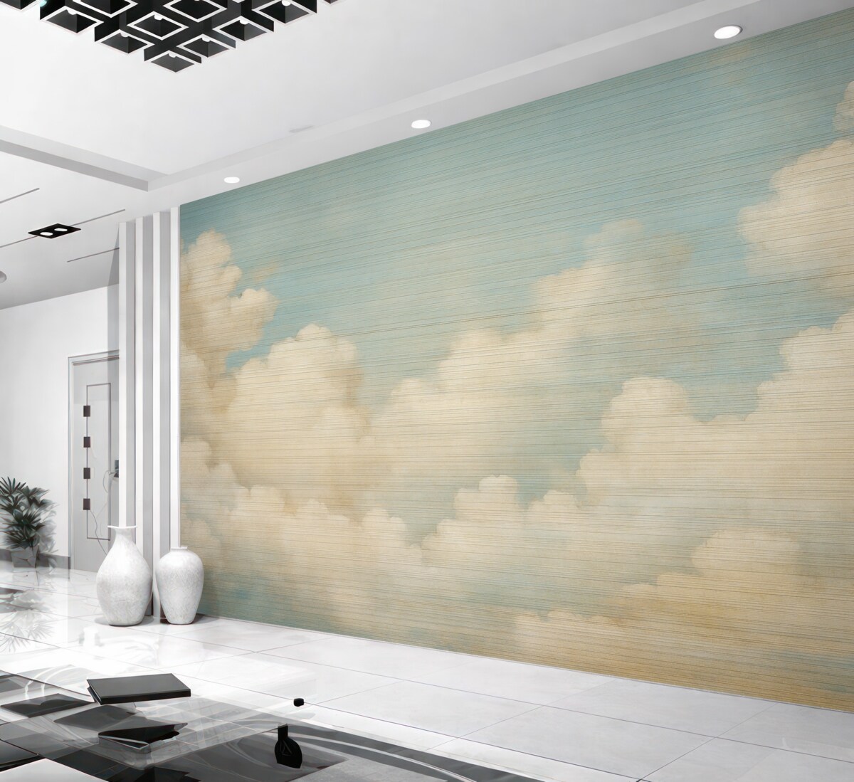 Fototapeta Delikatny horyzont, pastelowy, zamglony pejzaż.