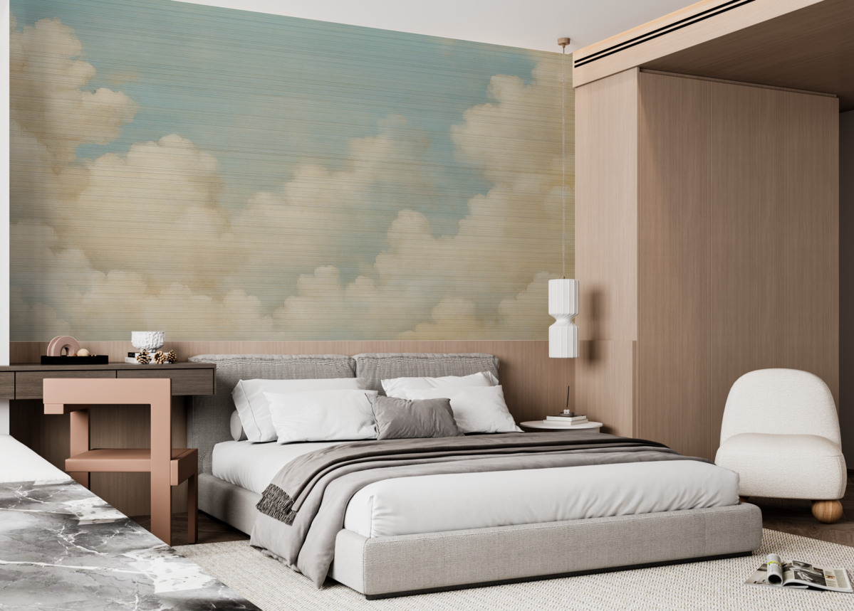 Fototapeta Delikatny horyzont, pastelowy, zamglony pejzaż.