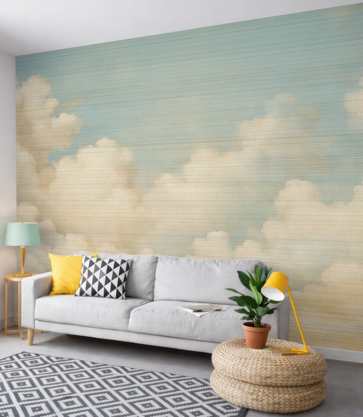 Fototapeta Delikatny horyzont, pastelowy, zamglony pejzaż.