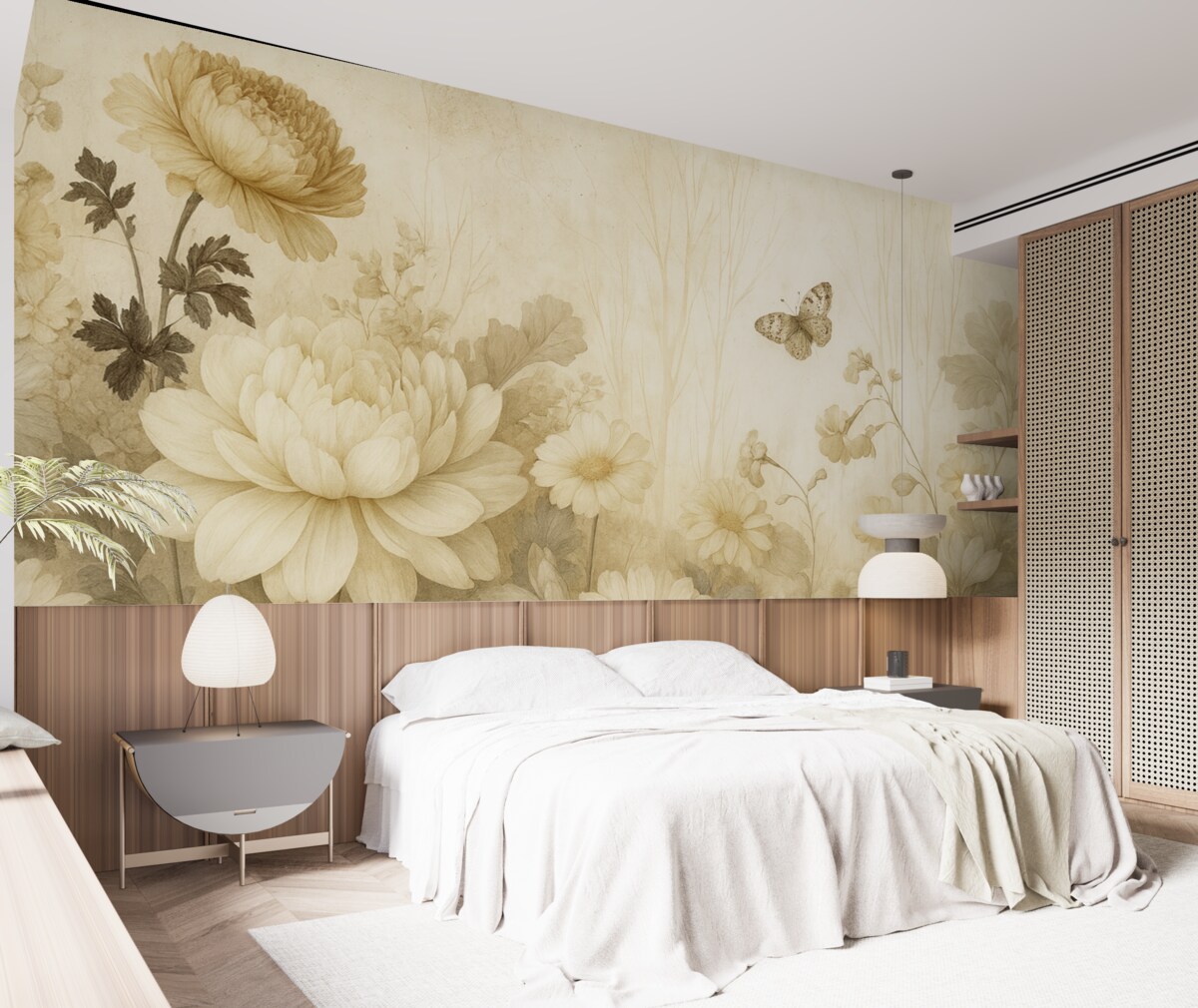 Fototapeta Zabytkowe rośliny na zniszczonej, pękniętej ścianie.