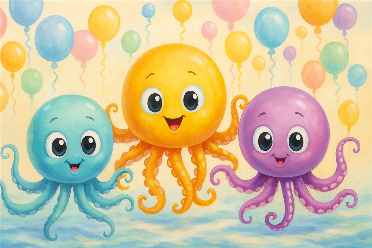Fototapeta Śmieszne malowane ośmiornice
