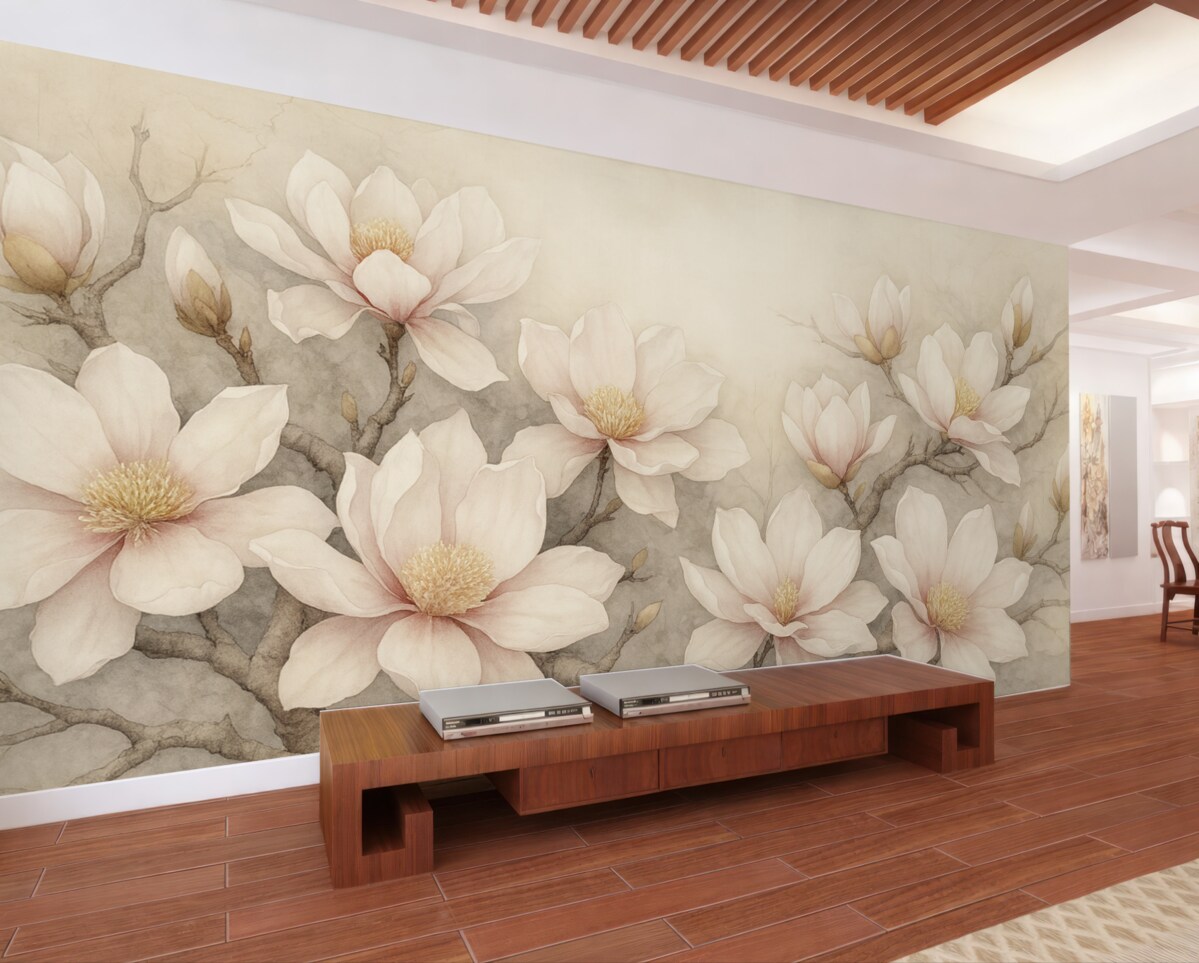 Fototapeta Intensywnie malowane drzewo magnolii.