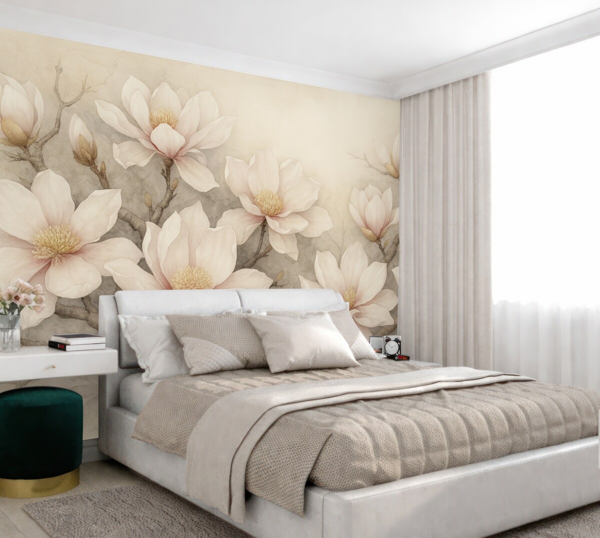 Fototapeta Intensywnie malowane drzewo magnolii.