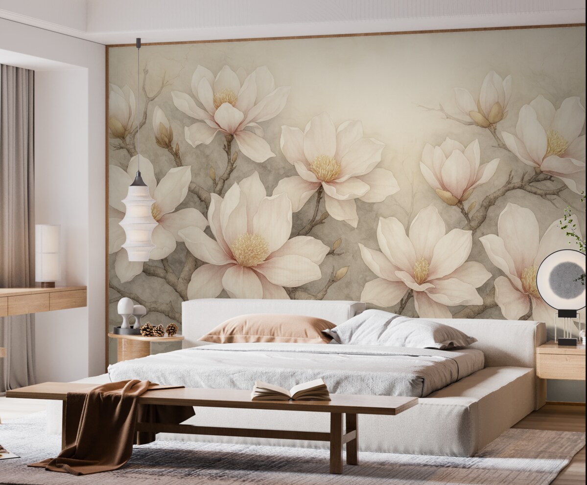 Fototapeta Intensywnie malowane drzewo magnolii.