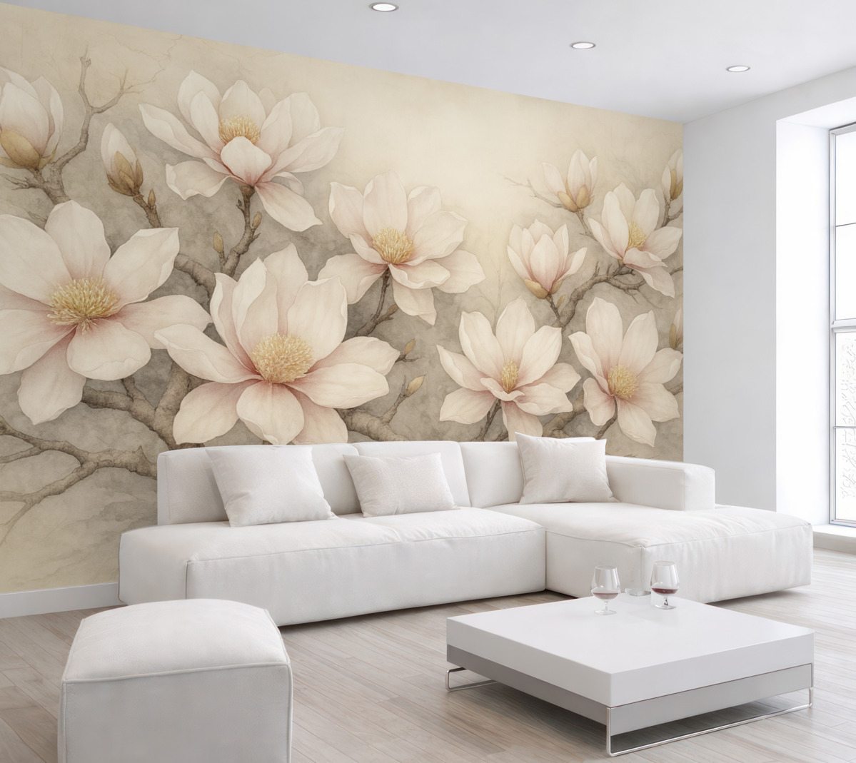 Fototapeta Intensywnie malowane drzewo magnolii.