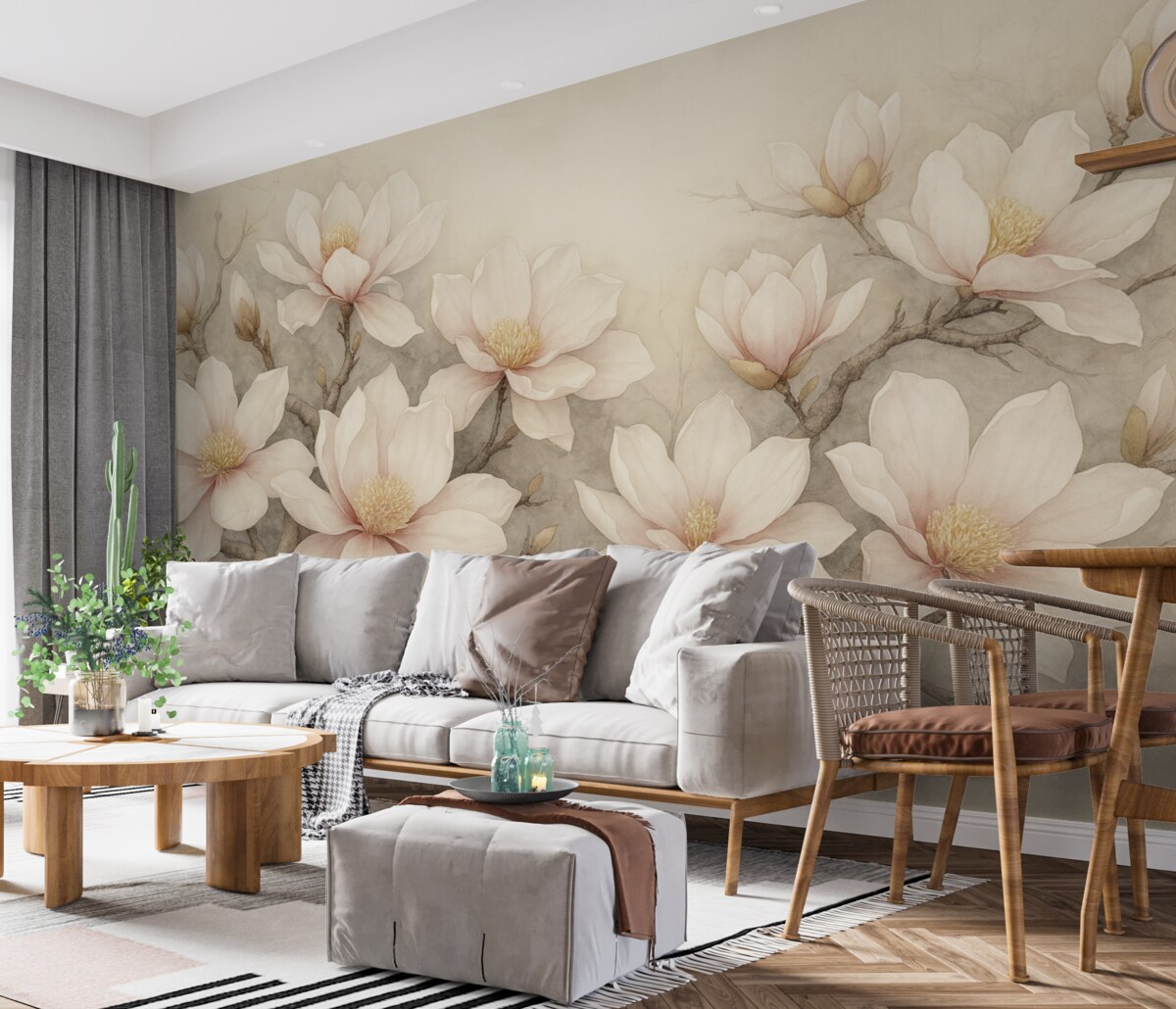 Fototapeta Intensywnie malowane drzewo magnolii.