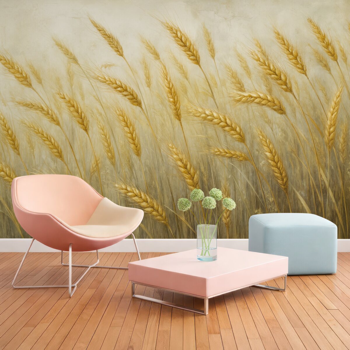 Fototapeta Kwiaty przedstawione na grunge'owej ścianie.