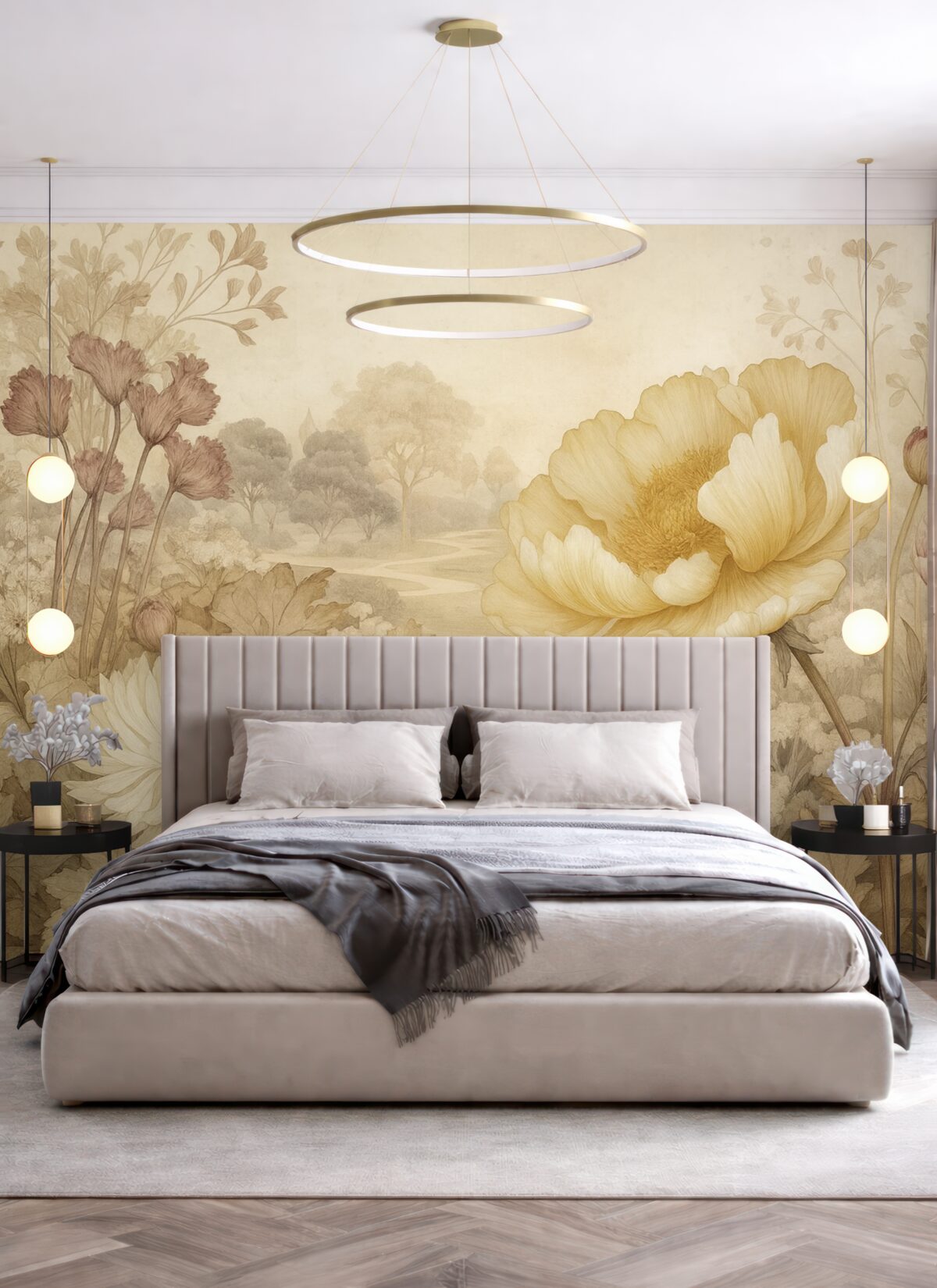 Fototapeta Kwiaty na ścianie w stylu retro.