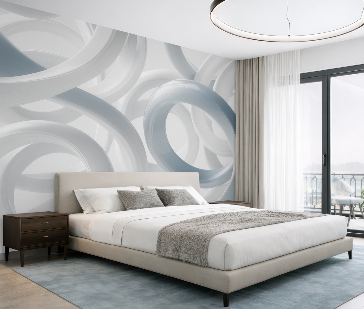 Fototapeta Abstrakcyjne kształty, tonacje niebieskiego i szarego.