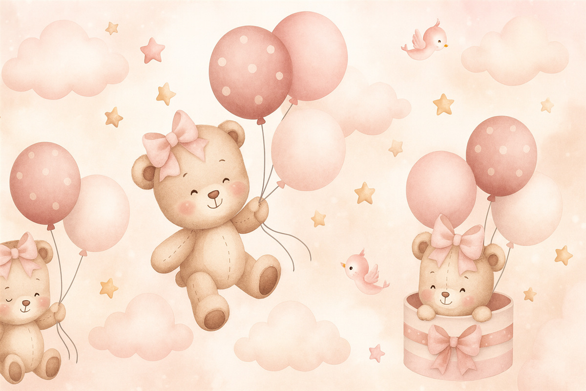 Fototapeta Niedźwiedzie z balonami.