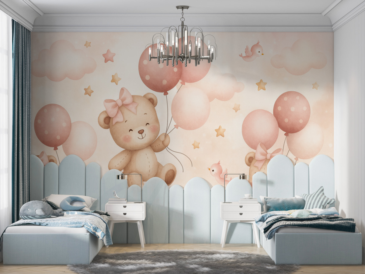 Fototapeta Niedźwiedzie z balonami.