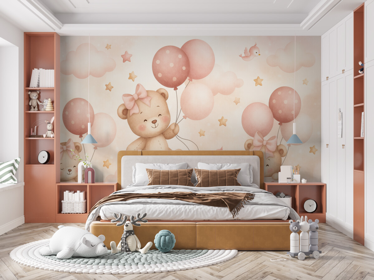 Fototapeta Niedźwiedzie z balonami.