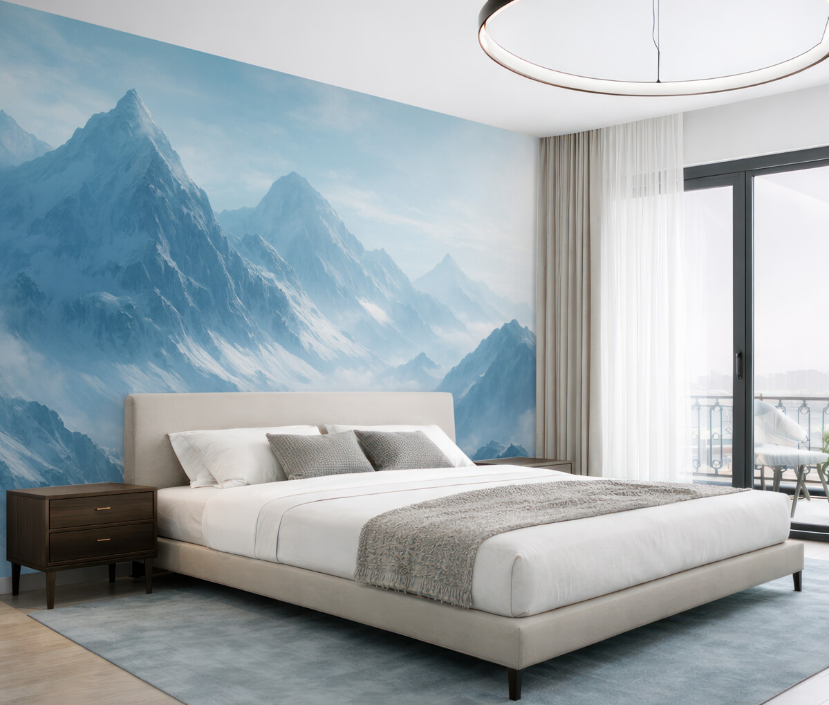 Fototapeta Góry w mgle w blasku słońca.