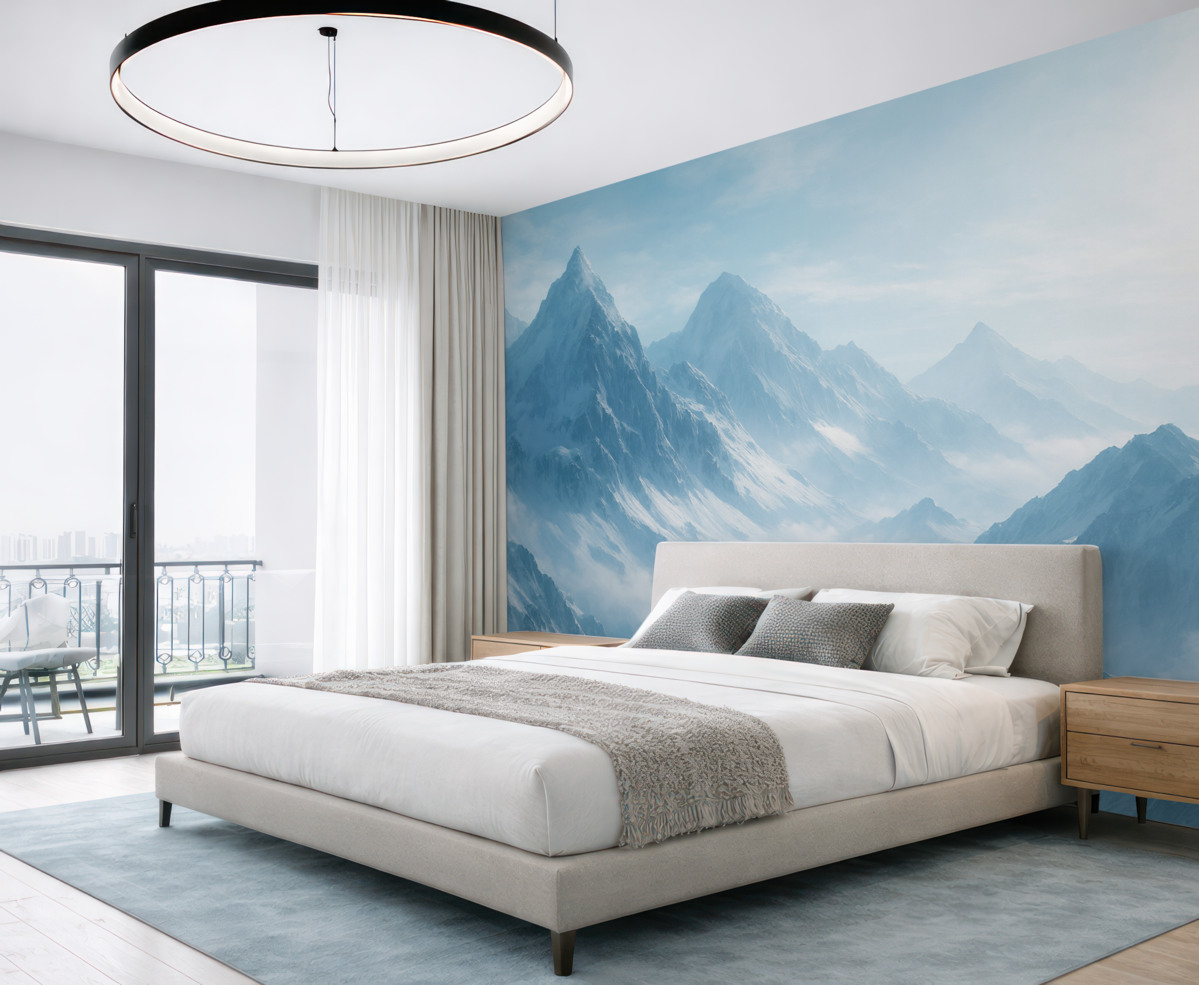 Fototapeta Góry w mgle w blasku słońca.