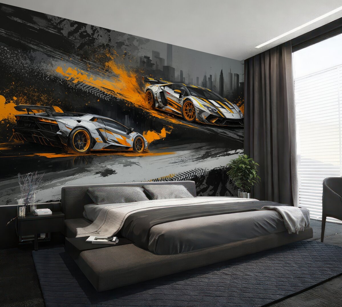 Fototapeta Mocny styl grange, wyraziste, dynamiczne auta sportowe.