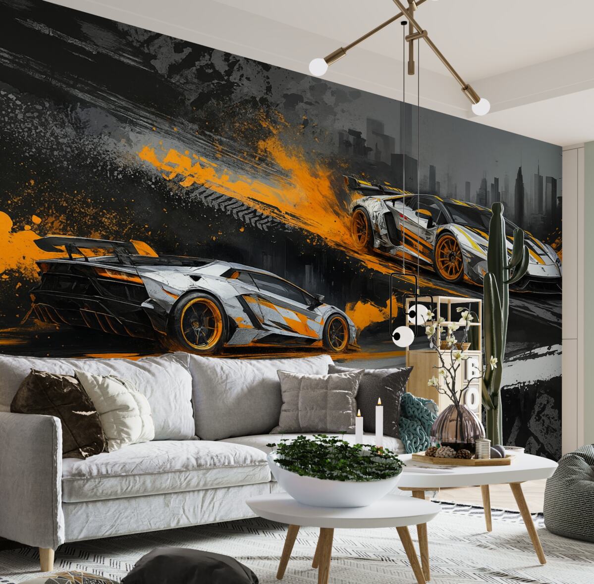 Fototapeta Mocny styl grange, wyraziste, dynamiczne auta sportowe.