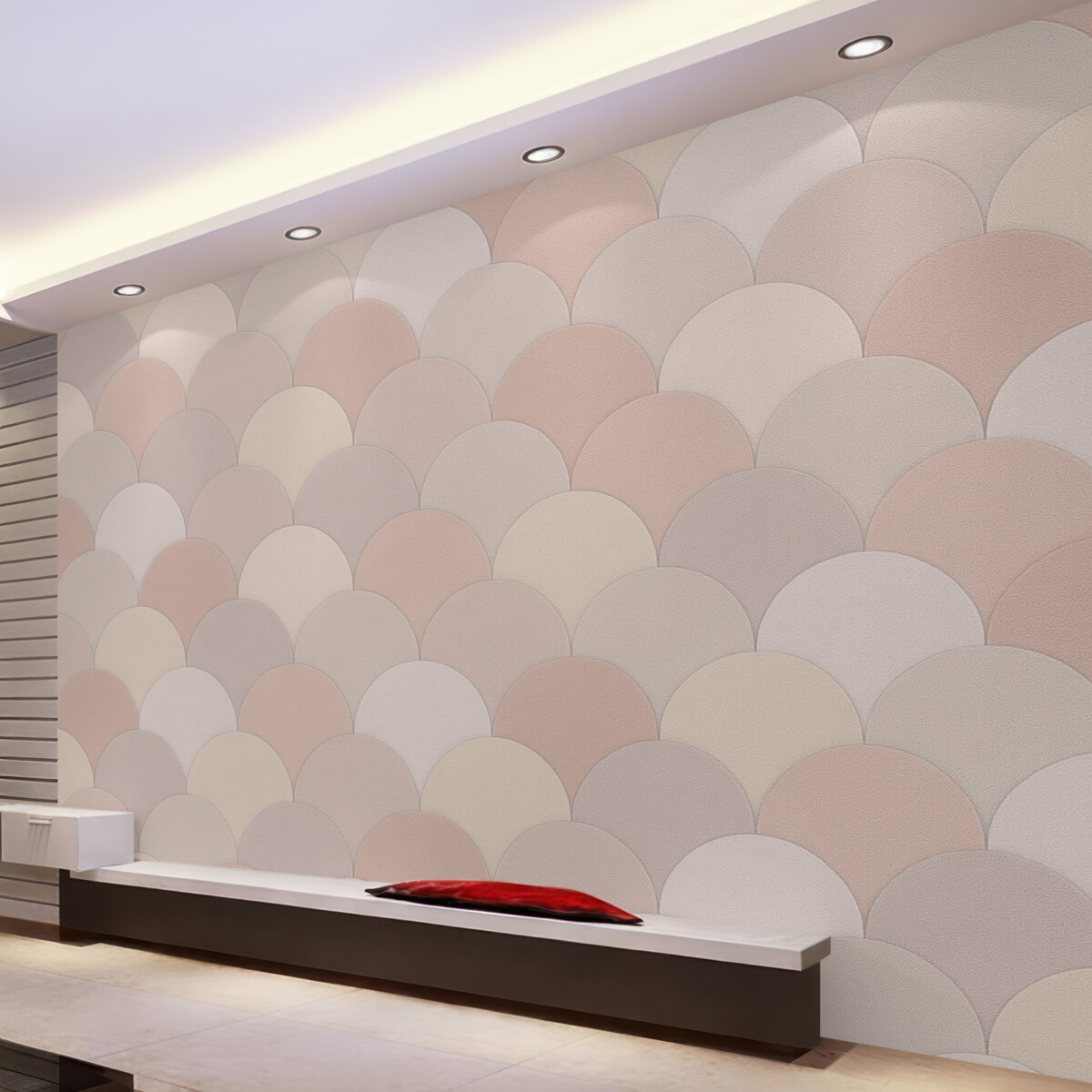 Fototapeta Stylowe łuski w tonacjach stonowanego różu, szarości oraz beżu.