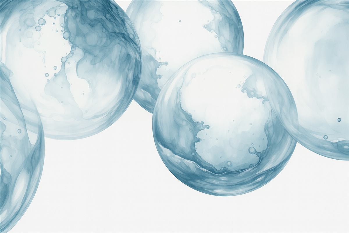 Fototapeta Bąbelki wody przypominające akwarelę.