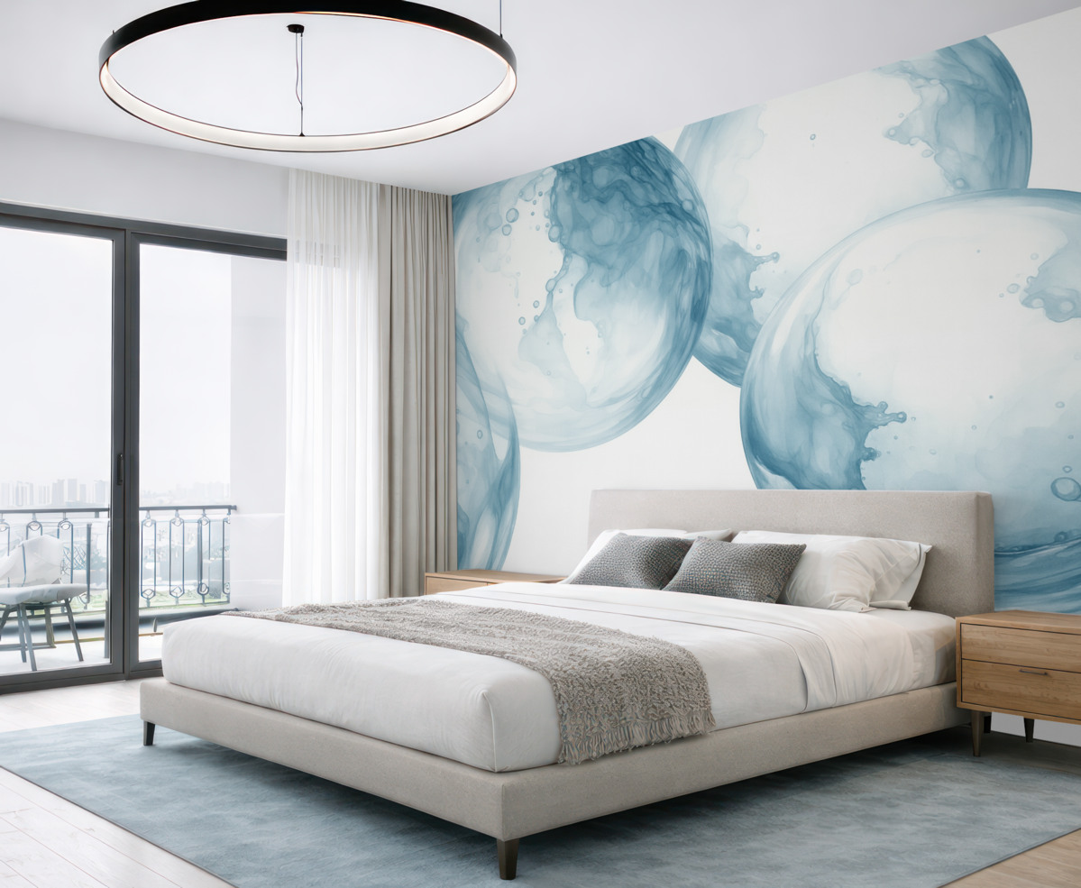 Fototapeta Bąbelki wody przypominające akwarelę.